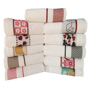 Kit Pano de Copa Lmpeter Atoalhado com Barra Decorada Jacquard 45cmx70cm(02 Unidade)branco
