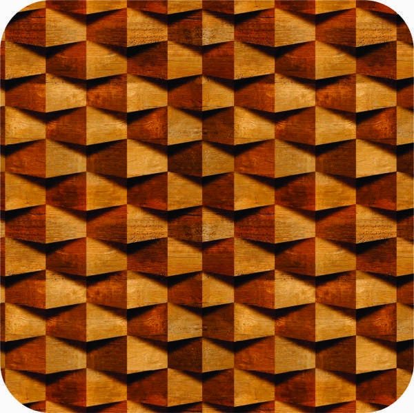 Papel De Parede Abstrato Mosaico Madeira Kit 02 Rolos A369 - 1