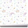 Papel De Parede Arco Íris Unicórnio Menina Kit 02 Rolos A68 - 1