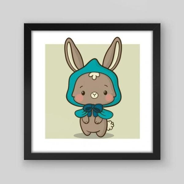 Quadro Infantil Inverno - 30x30cm - Moldura Padrão Preto - 1