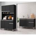 Ver imagem 2 de Cozinha Compacta Márcia e Balcão Gabinete Com Pia Tatiane 120cm Preto - AJL Móveis