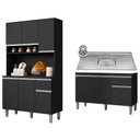 Ver imagem 1 de Cozinha Compacta Márcia e Balcão Gabinete Com Pia Tatiane 120cm Preto - AJL Móveis