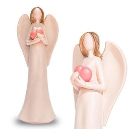Anjo De Resina Decorativo Abraçando Coração 19Cm Altura - 2
