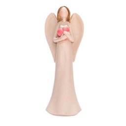 Anjo De Resina Decorativo Abraçando Coração 19Cm Altura - 1