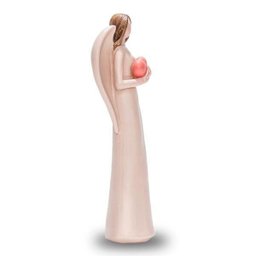 Anjo De Resina Decorativo Abraçando Coração 19Cm Altura - 4