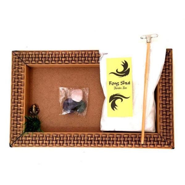 Jardim Zen Madeira Trançada Clara Feng Shui 25Cm - 1