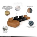 Ver imagem 3 de Sofá Ilha Sala de Estar Dakota 4 Módulos 626cm Encostos Almofadas Soltas Pu Caramelo/preto G33 - Gra