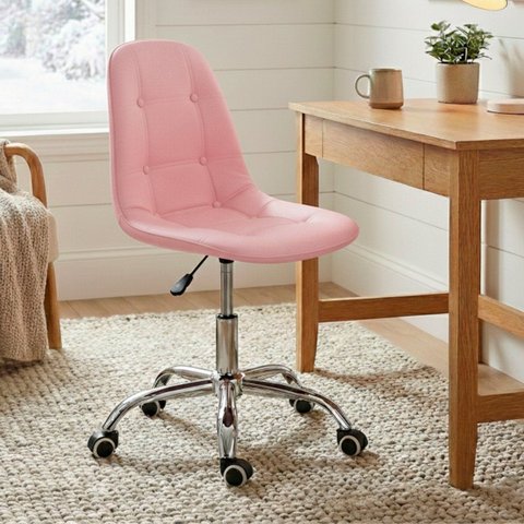 Cadeira para Escritório Estofada com Base Giratória Botonê Rosa Quartzo