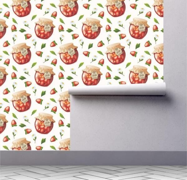 Papel De Parede Frutas Geléia Morango Kit 02 Rolos A219 - 2