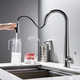 Torneira Misturador Monocomando Cromado Gourmet Bica com Ducha Extensível para Cozinha - 5
