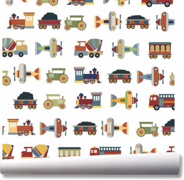 Papel De Parede Infantil Carro Transporte Kit 02 Rolos A11 - 1