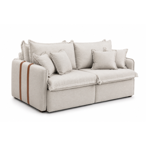 Sofá Retrátil e Reclinável Parma com Função Cama:Linho Bege Escuro/1.80