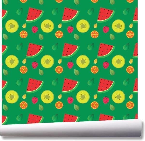 Papel De Parede Morango Melancia Frutas Kit 02 Rolos A34 - 1