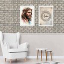 Ver imagem 2 de Kit 2 Quadros Jesus Aquarela - Pai Nosso 24x18cm:madeira Branca