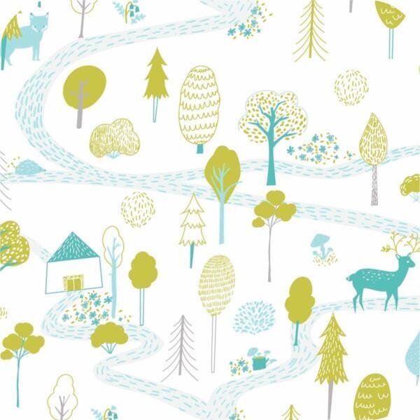 Papel De Parede Infantil Floresta A393 Adesivo 02 Rolos - 1