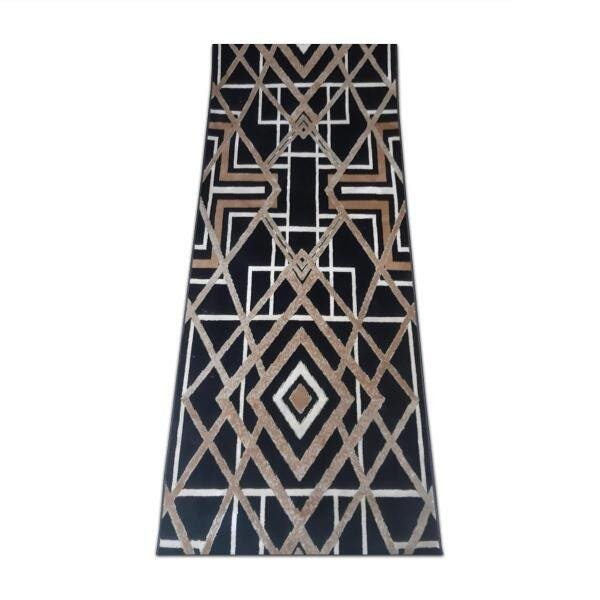 Passadeira 6M Belga Aveludado 60x600cm Preto Dourado - 1