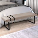 Ver imagem 1 de Banco Puff Estofado Decorativo Pés Industrial Ares 1.30cm Suede Bege