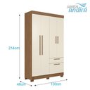 Ver imagem 2 de Guarda Roupa Solteiro 4 Portas Londrina Jatobá Areia - Santos Andirá