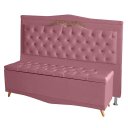 Ver imagem 1 de Kit Cabeceira de Cama Box e Calçadeira Baú Madri Casal 140 Cm Suede Rosa Bebê Ec Móveis