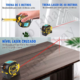 Trena Laser Digital 40m Fita Métrica 5m Multifuncional 3 em 1 - 6