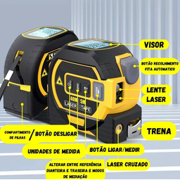 Trena Laser Digital 40m Fita Métrica 5m Multifuncional 3 em 1 - 5
