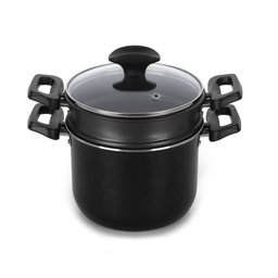 Cuscuzeira Induct+ Preta 16 cm 2,4 L em Alumínio com Revestimento Antiaderente Multiflon - 1