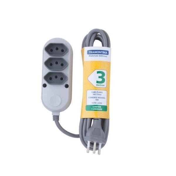Extensão Elétrica Régua 3 Tomadas 2P+T Bivolt 3M Tramontina - 1