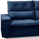 Ver imagem 6 de Sofá 3 Lugares Retrátil Reclinável Chaise Direito 258cm Bergen F04 Veludo Azul - Lyam Decor