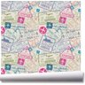 Papel De Parede Passaporte Viagem Carimbo Kit 02 Rolos A161 - 1