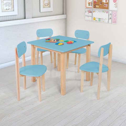 Conjunto Mesa e Cadeiras Colorê Infantil para Desenho Lazer:azul