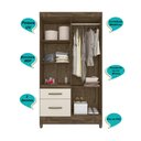 Ver imagem 4 de Guarda Roupa Madri 110cm 4 Portas Castanho Wood Off White com Espelho Moval