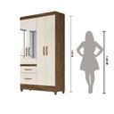 Ver imagem 3 de Guarda Roupa Madri 110cm 4 Portas Castanho Wood Off White com Espelho Moval