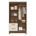 Ver imagem 6 de Guarda Roupa Madri 110cm 4 Portas Castanho Wood Off White com Espelho Moval