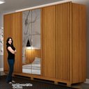 Ver imagem 2 de Guarda Roupa Casal Evo 6 Portas com Espelho Cinamomo com Cômoda Rubi 4 Gavetas Cinamomo Off-white