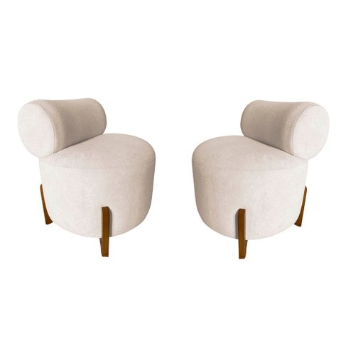 Kit 2 Poltronas Decorativa Mônaco Suede Marfim