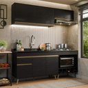 Ver imagem 1 de Cozinha Modulada Compacta para Forno/Cooktop com Pia 190cm Florença Multimóveis MCR2450 Preto
