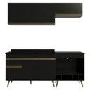 Ver mais imagens de Cozinha Modulada Compacta para Forno/Cooktop com Pia 190cm Florença Multimóveis MCR2450 Preto