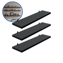 Ver imagem 2 de Kit 3 Prateleira Preta 40X10 + Suporte Flutuante Mdf Organizadora Decoração Cozinha Banheiro Sala