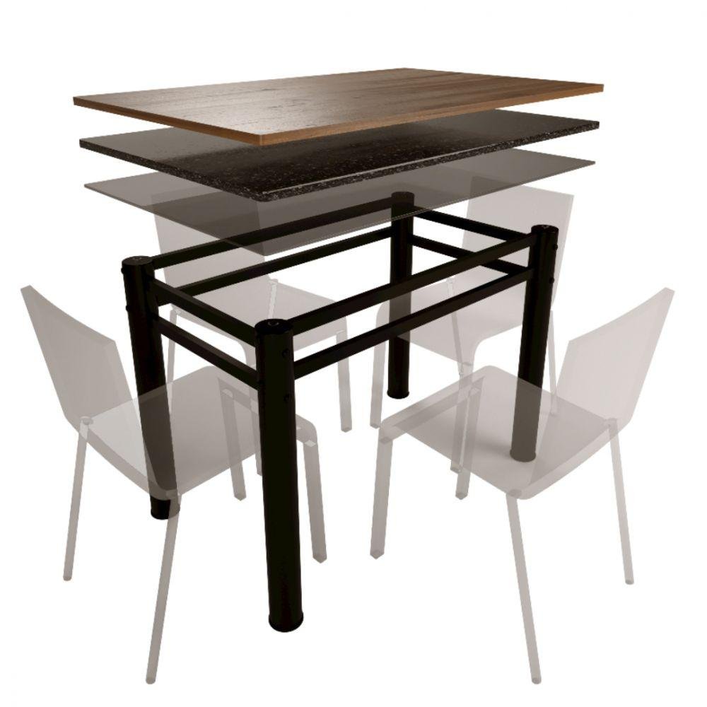 Base para Mesa de Vidro Jantar 4 Lugares Preta Retangular | MadeiraMadeira