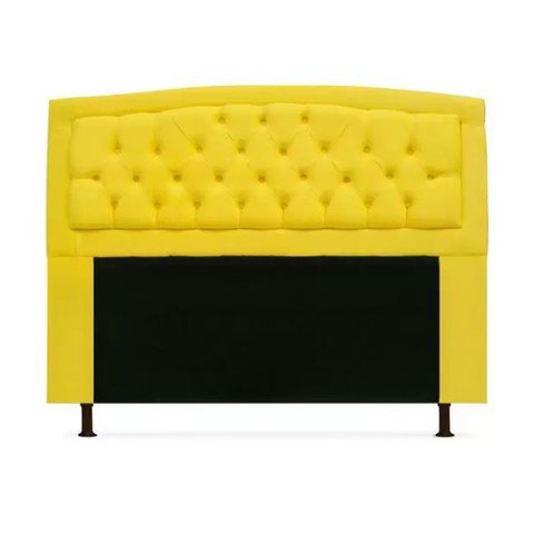 Cabeceira Geovana Para Cama Box Solteiro 120cm Com Capitonê Suede:Amarelo
