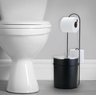 Lixeira Tampa Inox 5L Suporte De Papel Higiênico Arthi Preta - 2