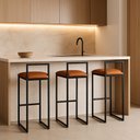 Ver imagem 1 de Kit 3 Banquetas Corino Ferro Cozinha Balcão Alta Bistro:caramelo