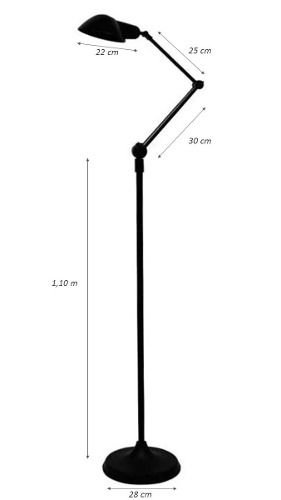 Luminária Coluna Ilutec Articulada Cupula de Alumínio Ref.182 - Preto - 2