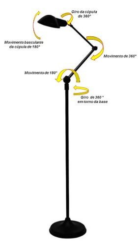 Luminária Coluna Ilutec Articulada Cupula de Alumínio Ref.182 - Preto - 3