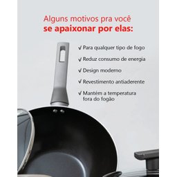 Frigideira Cerâmica Antiaderente 22cm Fundo Triplo Indução Mimo Style Linha Grafito Cook Panela Avul - 9