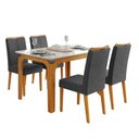 Ver imagem 1 de Conjunto Sala de Jantar Mesa Tampo em Vidro 1,20m 4 Cadeiras Tati Cedro - Cinza