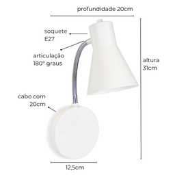 Luminária de Parede Arandela Articulada Amélia Marrom Cortem - 3
