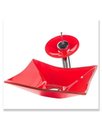 Ver imagem 2 de Gabinete de Vidro 60cm Cuba Retangular Vermelho + Torneira Cascata - Dahora