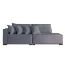 Sofá 2 3 4 Lugares Modulado Almofada Solta Molas Istambul Braço Esquerdo Veludo Cinza Medio 1,9m - 2