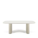 Ver imagem 1 de Mesa de Jantar Retangular C/ Vidro para 8 Lugares Lintz 219 Cm - Off White Fosco C/ Pu Bege -